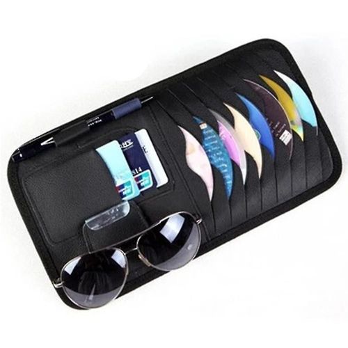 Sac De Rangement Multifonction En Similicuir Pour Pare-Soleil De Voiture, Organiseur Pour Cd, Lunettes De Soleil, Cartes