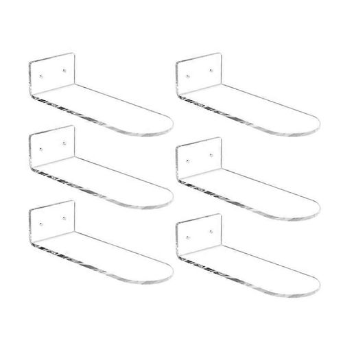 Étagère à chaussures murale transparente en acrylique, lot de 6 pièces, 20 x 7,6 x 4 cm, avec vis et tubes d'extension.