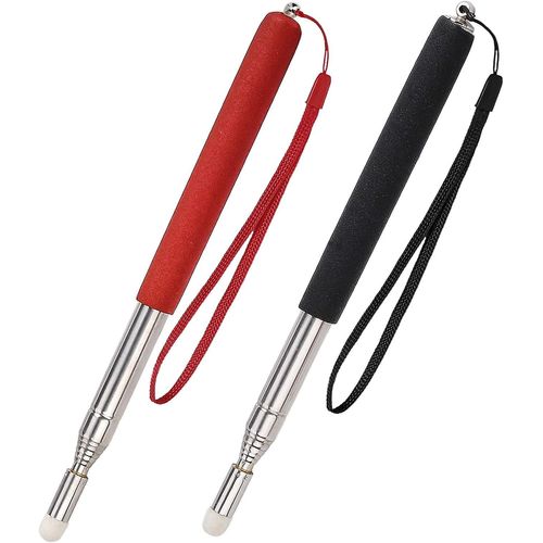 Pointeur télescopique rétractable pour enseignants, pour l'enseignement, la présentation et le guidage, 2 pièces (noir et rouge)
