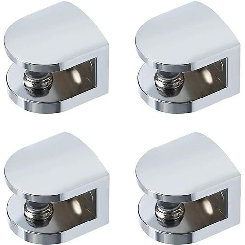 Pince à verre, support d'étagère en verre, support d'étagère murale, fixation réglable, épaisseur 7-9 mm, verre adaptatif, finition polie en alliage de zinc, 4 pièces, EBL1012-4P