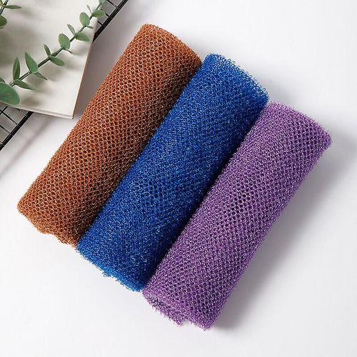 Lot De 3 Éponges Africaines En Maille, Exfoliantes, Pour Le Dos Et La Douche, Pour Un Usage Quotidien (Violet, Bleu, Marron) 