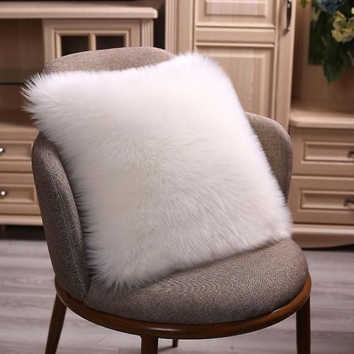 Housse De Coussin Carrée Décorative En Peluche Douce Pour Salon, Canapé, Chambre À Coucher, Voiture, 45 X 45 Cm, Blanc