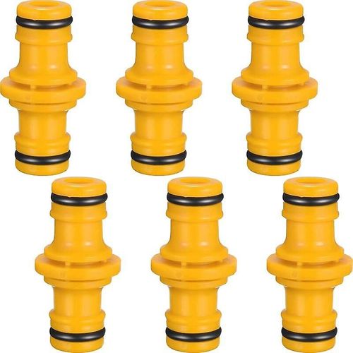 Lot de 6 raccords de tuyau double mâle pour tuyau d'arrosage (jaune)
