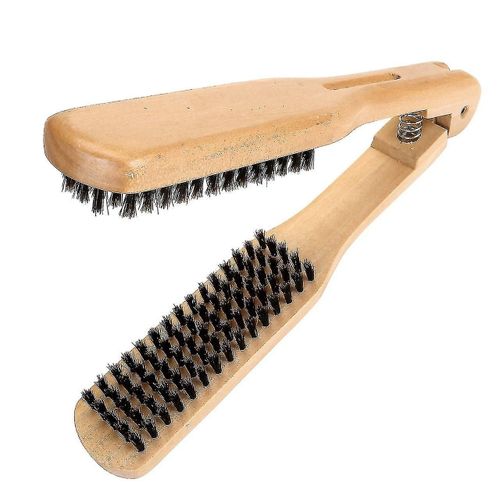 Brosse à cheveux à pince en poils de sanglier, lissante, non électrique, démêlante, outil de coiffure, peigne à clip en forme de V