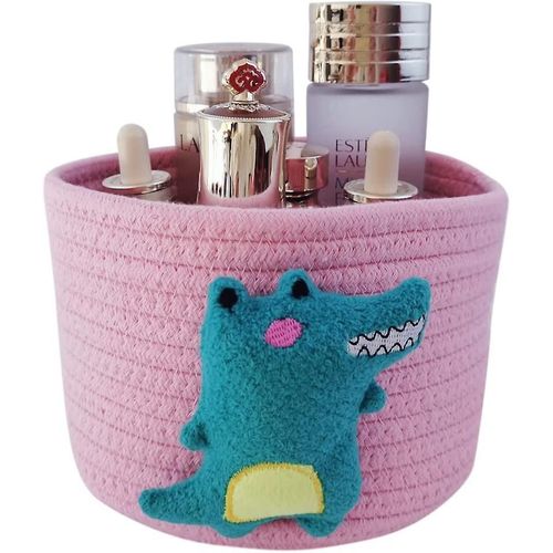Paniers de rangement en corde de coton, pour chambre d'enfant, rangement, bureau, décoration d'intérieur, multi-usages, jouets pour bébé (rose)
