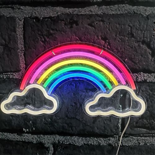 1 Panneau Lumineux Led Néon Arc-En-Ciel Et Nuages, Veilleuse Usb Décorative Pour Bar, Pub, Magasin, Club, Garage, Décoration De Fête À Domicile