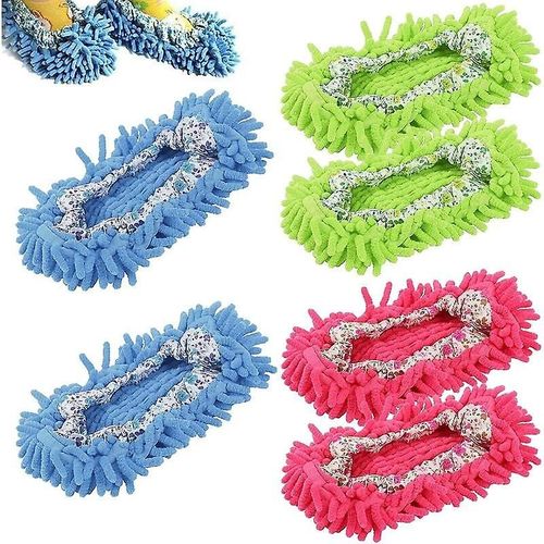 Lot De 3 Paires De Chaussons De Nettoyage Réutilisables Et Lavables En Microfibre Pour La Maison Et Le Bureau