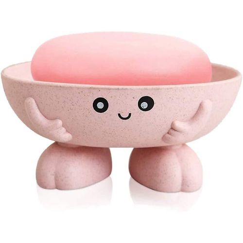 Porte-savon mignon pour enfants, porte-savon créatif et charmant pour comptoir de bar, pour douche, salle de bain, cuisine (rose)