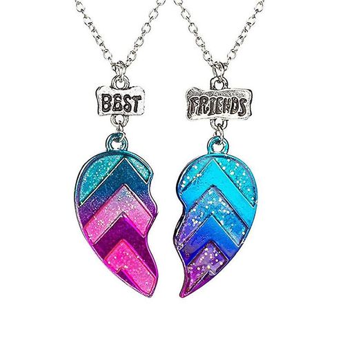 Collier Pendentif Demi-C?ur Pour Enfants, Bijoux Pour Enfants, Cadeaux D'amitié, Collier Bff Pour Filles - Amour, Oxyde De Zirconium