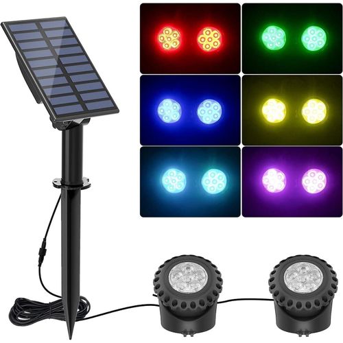 Lampes Solaires Pour Bassin, Éclairage Sous-Marin Rvb, Éclairage Paysager Immergé, Étanche Ip68, Changement De Couleur Pour Jardin, Terrasse, Arbre
