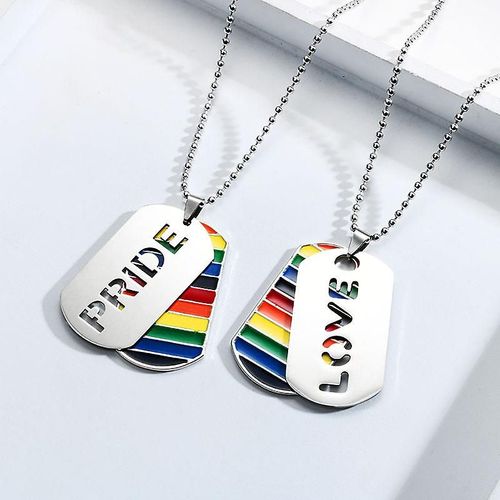 Ensemble De 2 Colliers Arc-En-Ciel En Acier Inoxydable, Collier Arc-En-Ciel Pride, Collier Arc-En-Ciel, Bijoux De Fierté Gay Et Lesbienne Pour Hommes Et Femmes, Articles Gays