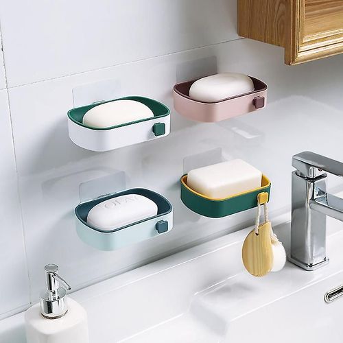 Lot de 4 boîtes à savon en plastique avec couvercle, porte-savon de voyage, boîte à savon portable, 4 couleurs, porte-savon de douche en plastique pour cuisine, lavabo, salle de bain