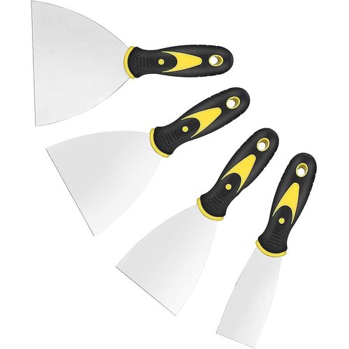Grattoirs à papier peint, 1,5'', 3'', 4'', 5'' de large, ensemble de couteaux à mastic, outils de peinture pour couteaux à mastic en métal (lot de 4)