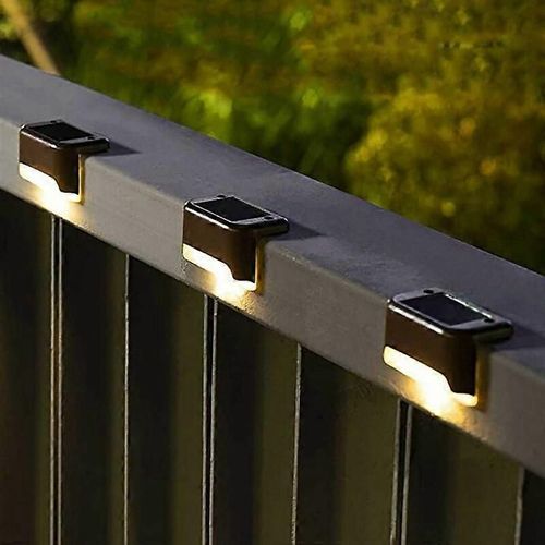Lot De 16 Lampes Solaires D'extérieur À Led Étanches Pour Escaliers, Marches, Clôtures, Jardins, Terrasses Et Allées, Blanc Chaud (Noir, Lumière Chaude)