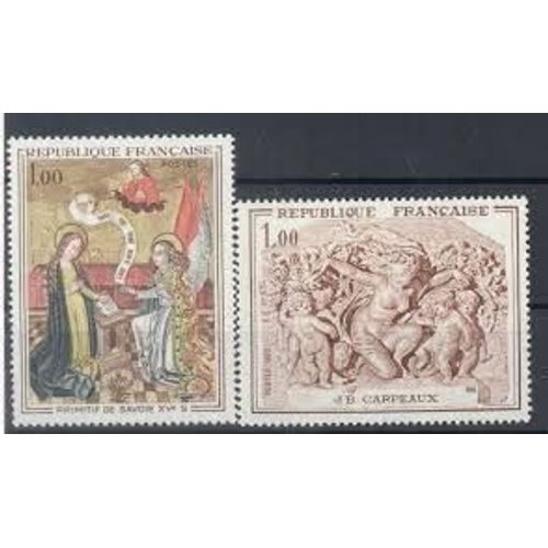 Art : "Primitif De Savoie" Et Oeuvre De Carpeaux La Paire Année 1970 N° 1640 1641 Yvert Et Tellier Luxe