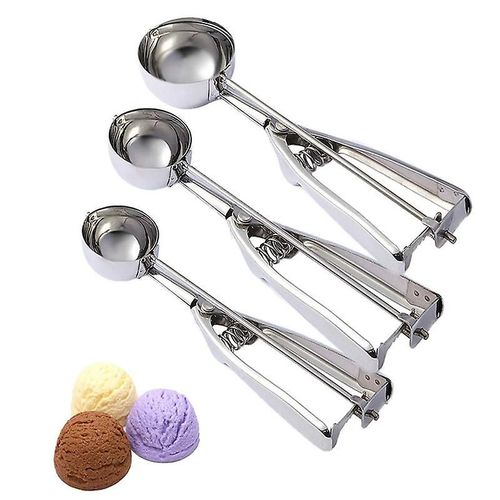 Ensemble De Cuillères À Glace Et À Biscuits, En Acier Inoxydable Avec Gâchette, Pour La Pâtisserie