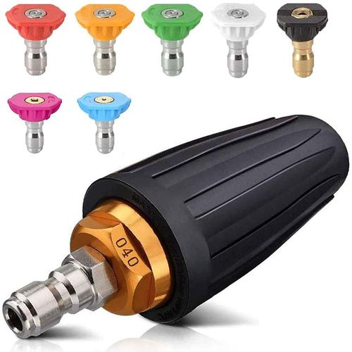 Buse turbo pour nettoyeur haute pression, buse rotative et 7 embouts, connexion rapide 1/4 po, 4 000 psi