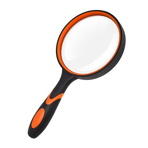 Loupe de lecture portable à grand grossissement de 100 mm avec poignée en caoutchouc souple antidérapante, diamètre de 100 mm pour la lecture de livres, verre véritable pour la lecture de journaux