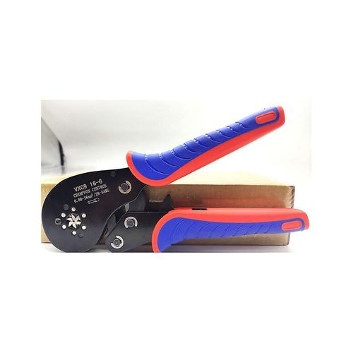 Pince à sertir pour cosses de tubes, capacité de sertissage 0,08-16 mm², noire, rouge et bleue, 20 cm