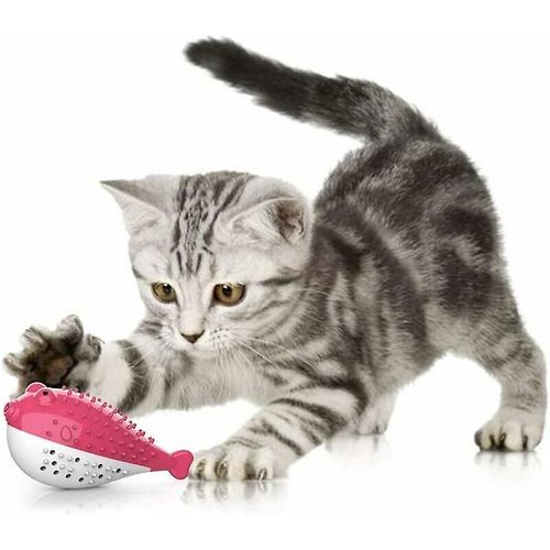 Jouet Dentaire Pour Chat, Jouet À Mâcher En Silicone, Jouet Pour Chaton, Brosse À Dents À L'herbe À Chat, Jouet Interactif En Forme De Poisson, Hygiène Dentaire Pour Chat (Rose)