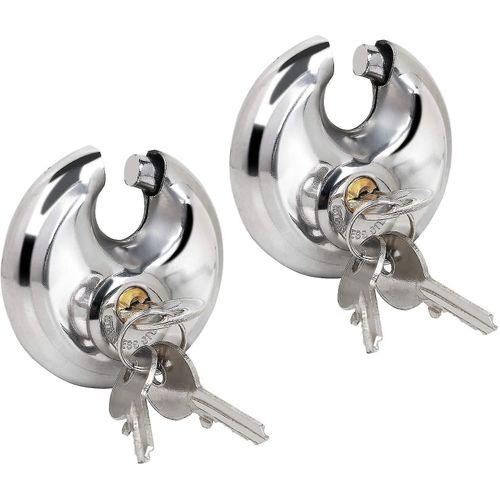 2 cadenas de sécurité circulaires robustes, cadenas circulaires avec poignées protégées 70 mm