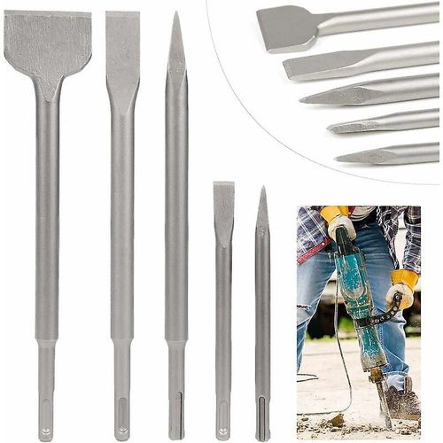 Ensemble de burins Ensemble de 5 burins avec 2 burins pointus et 3 burins plats, outil de perçage pour béton