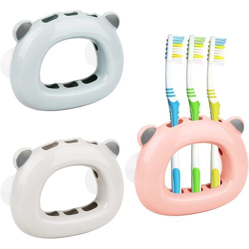 Lot de 3 porte-brosses à dents auto-adhésifs en plastique, porte-gobelet pour brosse à dents, porte-brosse à dents, porte-gobelet mural, sans perçage, pour salle de bain, miroir, douche