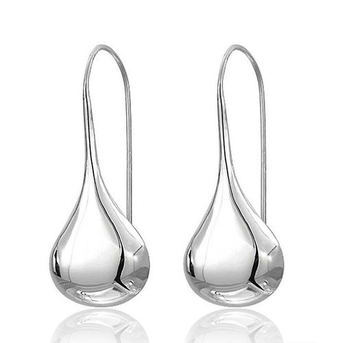 Boucles D'oreilles En Forme De Larme Gonflée Filetée, Plaquées Argent, Boule Oblate Brillante