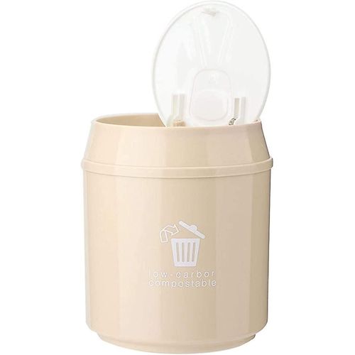 Mini poubelle à presser en plastique avec couvercle pour bureau, table basse, coiffeuse (kaki)