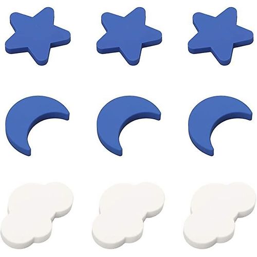 Boutons De Tiroir Pour Enfants, Boutons De Porte Pour Enfants, Boutons De Tiroir Souples Pour Enfants, Boutons De Tiroir En Forme De Lune, D'étoile Et De Nuages Pour Armoire De Placard De Chambre D'enfant, 9 Pièces