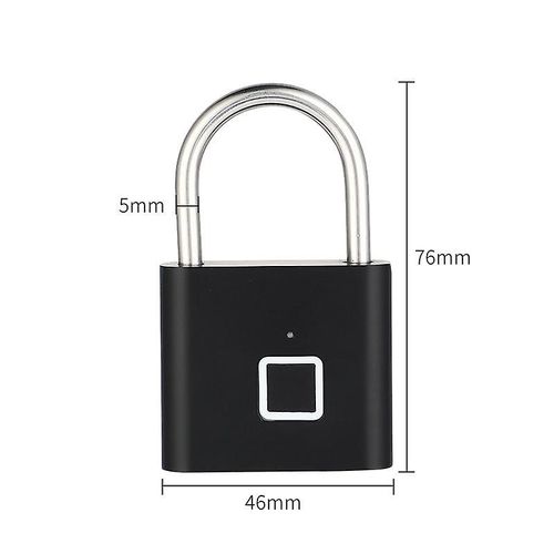 Cadenas à empreinte digitale, étanche IP67, sans clé, rechargeable par USB, noir