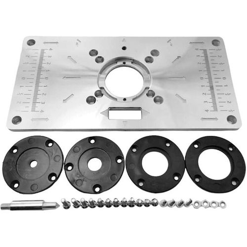 Plaque d'insertion de table en alliage d'aluminium avec 4 anneaux pour établi de menuiserie, 235 mm x 120 mm x 8 mm