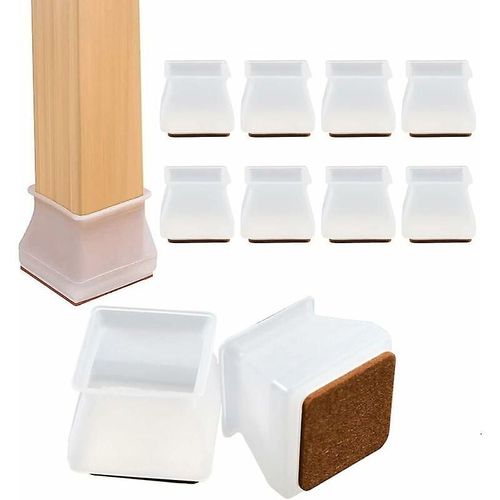 Protection De Pieds De Chaise, 8 Pièces, Coussinets De Pieds De Chaise En Silicone Épais Avec Patins En Feutre, Coussinets De Meubles En Silicone, Coussinets De Pieds De Chaise Anti-Rayures, Protection De Sol