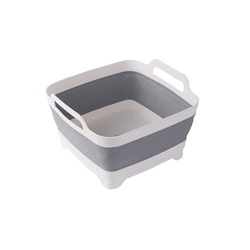 Bassin Pliable, Évier Pliable Avec Bouchon De Vidange Et Poignées De Transport, Grande Capacité De 9 L, Évier De Camping-Car Pour Légumes, Fruits, Aliments Et Linge (Gris)