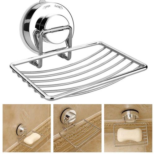 Porte-savon à ventouse ultra-puissant ¿ Porte-éponge robuste en acier inoxydable pour salle de bain et cuisine