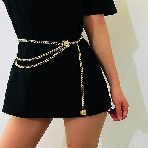 Ceinture Rétro Pour Femme, Taille Haute, Chaîne De Corps