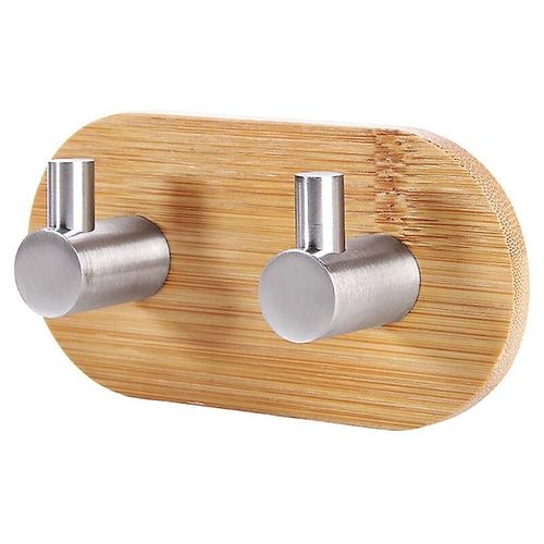 Crochet Adhésif, Crochets Muraux Pour Porte-Serviettes De Salle De Bain, Crochets De Cuisine, Crochet De Chambre À Coucher, Bambou Et Acier Inoxydable 10 X 5 Cm