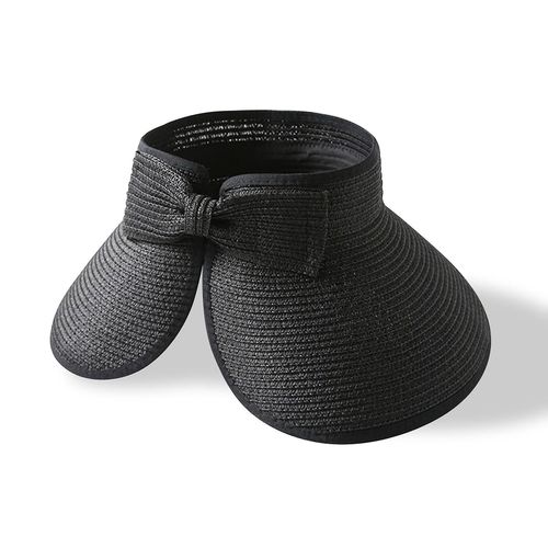 Chapeau D'été Pliable Pour Femme Avec Visière Pare-Soleil Pliable À Large Bord, Noir