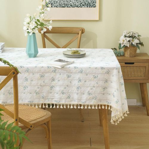 1 nappe rectangulaire en coton anti-poussière pour décoration de buffet, cuisine, salle à manger (140 x 180 cm)