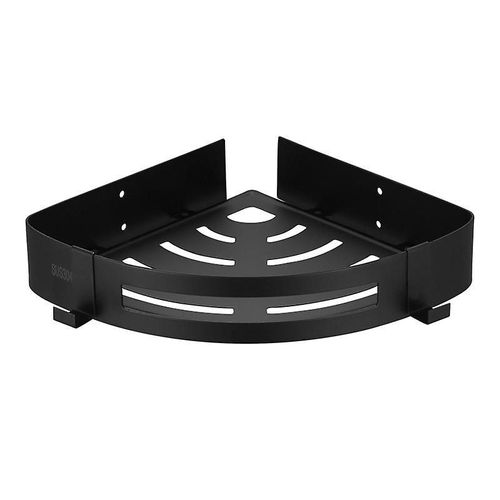 Étagère de douche d'angle en acier inoxydable sans perçage avec 2 crochets pour salle de bain, support antirouille pour articles de salle de bain, 1 pièce