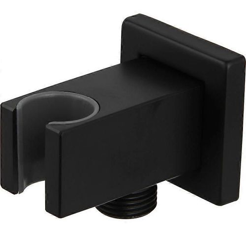 Support de pommeau de douche avec coude de raccordement mural 1/2"", laiton, noir mat