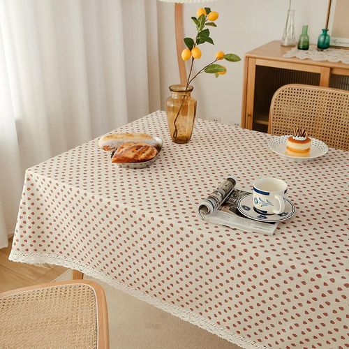 1 nappe rectangulaire en coton et lin pour décoration de buffet, cuisine, salle à manger (140 x 180 cm)