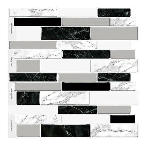 1 pièce, carrelage adhésif noir et gris avec motif marbre, crédence de cuisine en vinyle effet mosaïque, 30 x 30 cm