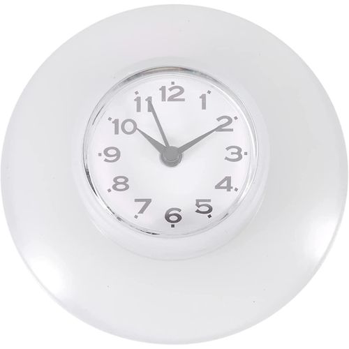 Horloge murale étanche, mini miroir de salle de bain, cuisine, ventouse, étanche (blanc)