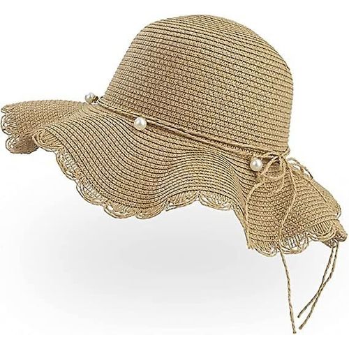 Chapeau De Paille Pliable Pour Femme, Protection Uv, Visière De Plage À Large Bord, Bob Tressé En Papier Souple Pour Voyage, Randonnée, Pêche