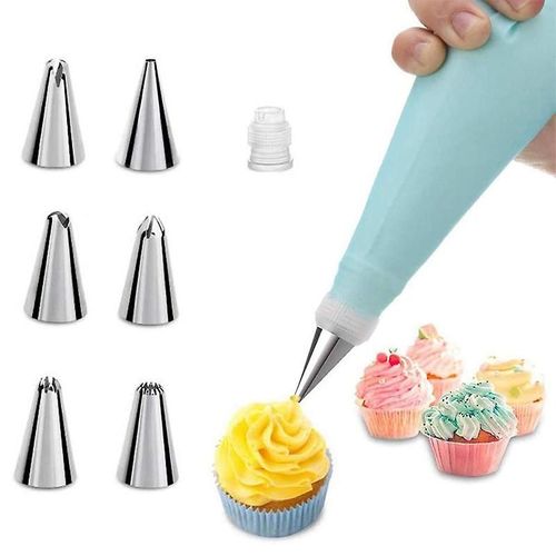 Douilles À Pâtisserie, Kit De Bricolage En Acier Inoxydable 8 Pièces, 6 Douilles, 1 Poche À Douille, 1 Coupleur, Kits De Bricolage Pour Décoration De Gâteaux (Bleu -1)