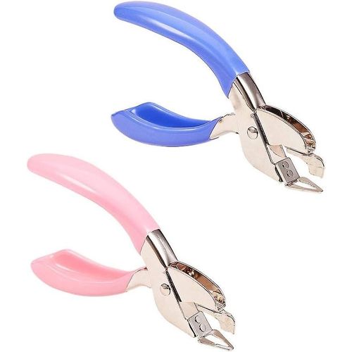 Lot De 2 Arrache-Agrafes Bicolores Pour Bureau, École Ou Maison, Bleu Et Rose