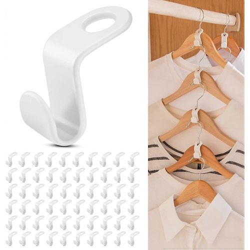 Crochet à vêtements - Crochets de garde-robe - Cintre - Crochet de connexion de cintre - 60 pièces - 6*2cm - Fabriqué en PP - Gain de place pour placard - Organisation intelligente