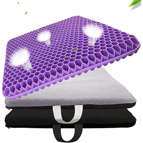 Coussin De Siège Multifonction En Gel, Respirant Et Hautement Élastique, Soulage La Fatigue Des Hanches, Violet, 42 X 37 X 3,5 Cm