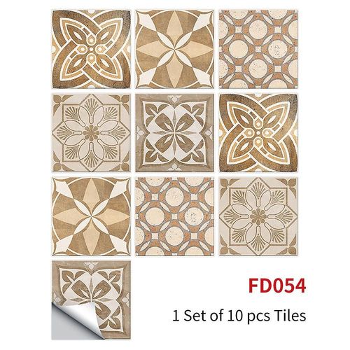 Autocollants pour carrelage de salle de bain et de cuisine 10 pièces 20x20 cm - Décoration murale en mosaïque de carreaux de ciment en PVC imperméable